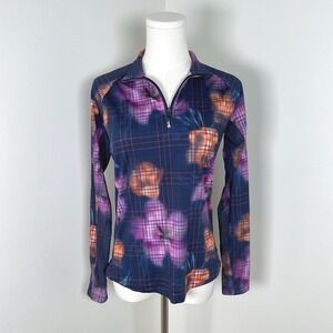 Walter Hagen UV Quarter Zip Pullover Top Floral Long‎ Sleeve Suncover XS